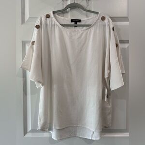 NWT Ellen Tracy Linen Infused Boxy Tunic Blouse Size XL Boho Lagenlook Beachy